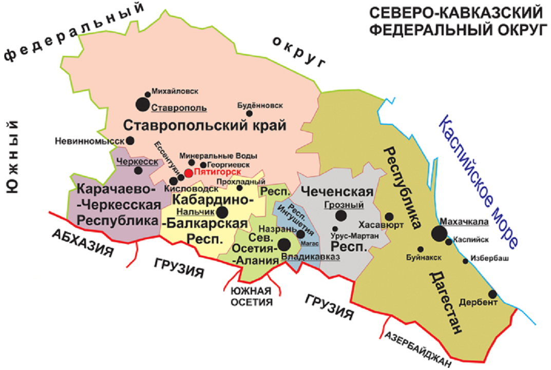 Карта Северного Кавказа