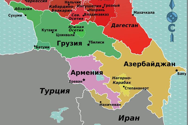 Южный Кавказ на карте