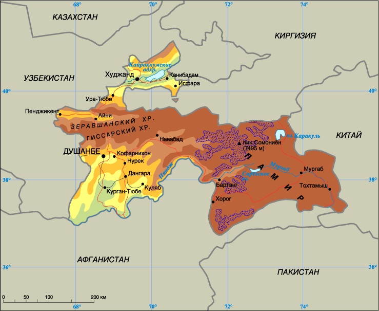 Таджикистан на карте азии